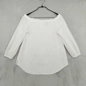 White House Black Market White Off-Shoulder Long Sleeve Blouse P6684